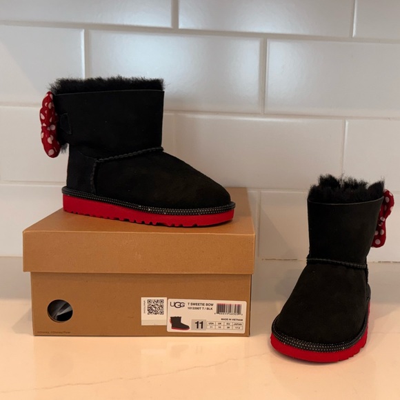 UGG Black Boots with Red Sole and Bow - Picture 1 of 11